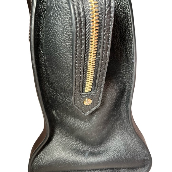 Henri Bendel Rivington Tote Shoulder Handbag Brown Cream Leather EUC - Picture 4 of 8